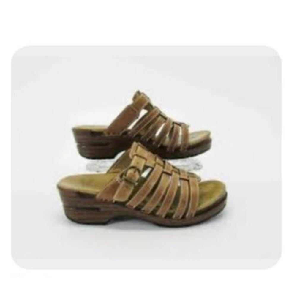 Dansko Marion Strappy Leather Wedge Sandals Fisherman Comfort EU 40 US 10 Clog